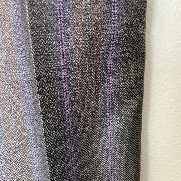 Escada Wide Leg Gray/Purple Pinstripe Silk/Wool Slacks Size 40/4 - Picture 4 of 9